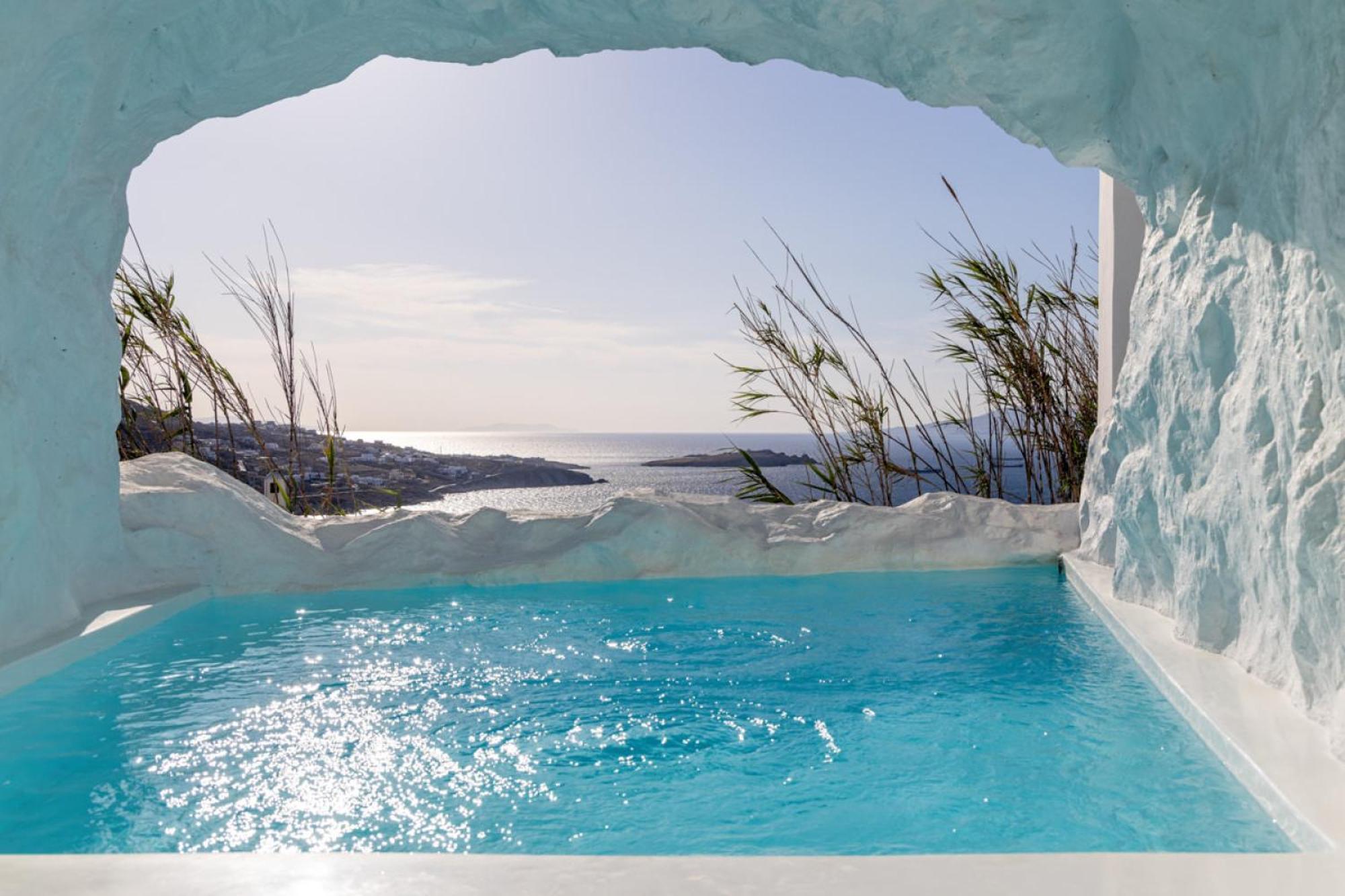 Black With Cave Heated Pool Villa Mykonos Town